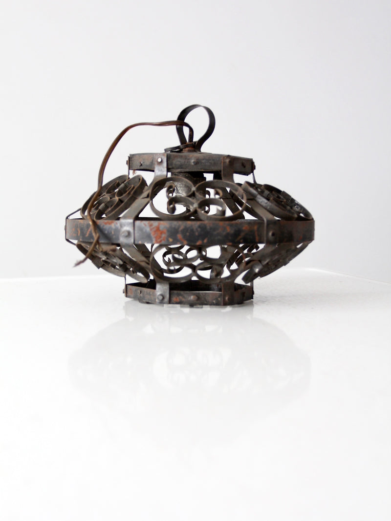 mid-century small wrought iron pendant light