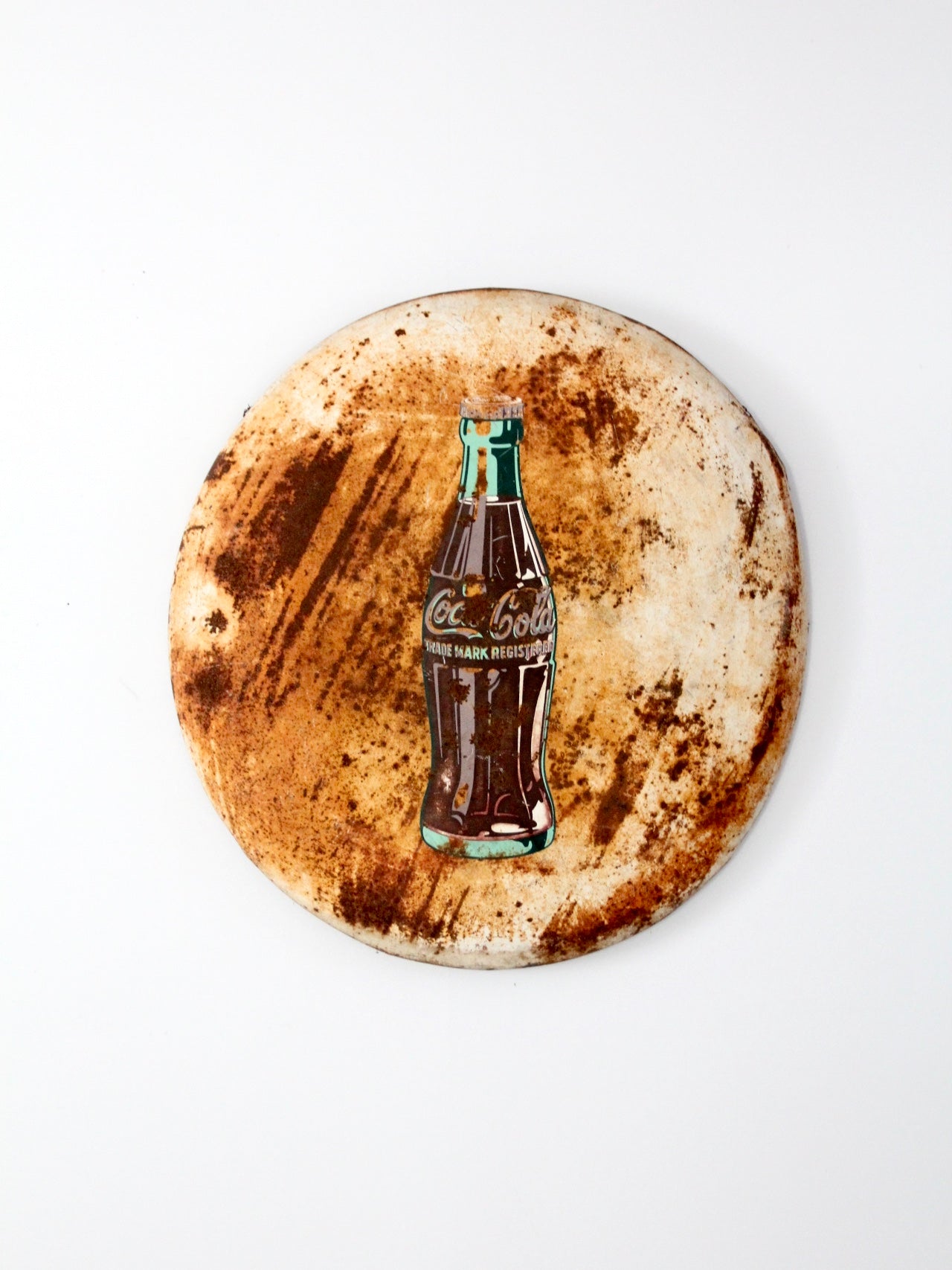 vintage Coca-Cola white button sign