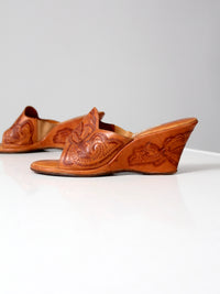 vintage 50s tooled leather wedges