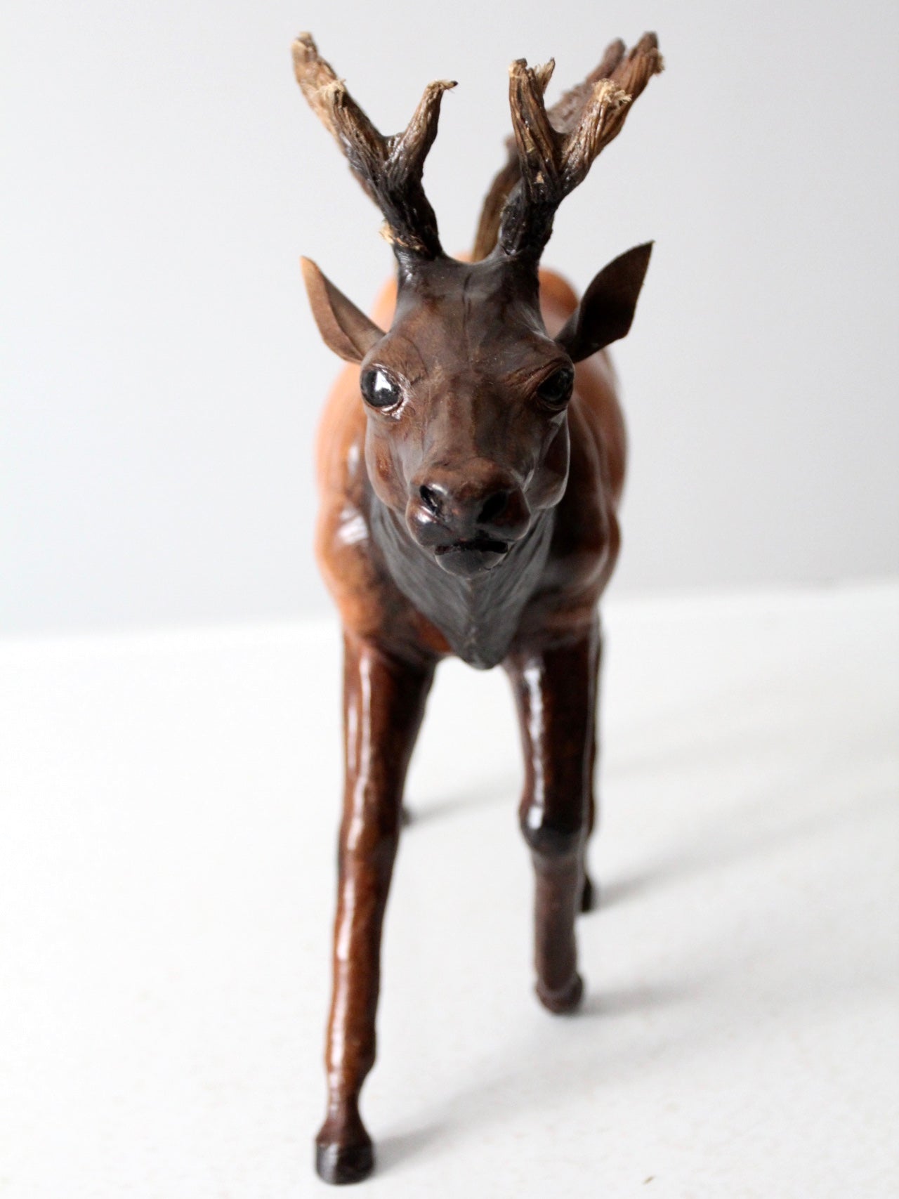 vintage leather reindeer sculpture