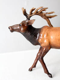 vintage leather reindeer sculpture