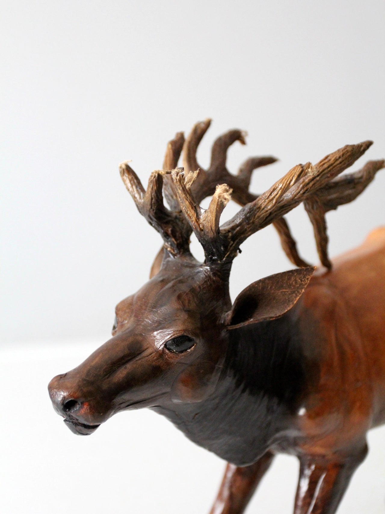 vintage leather reindeer sculpture
