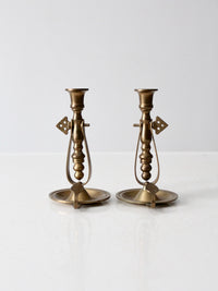 antique brass chambersticks pair