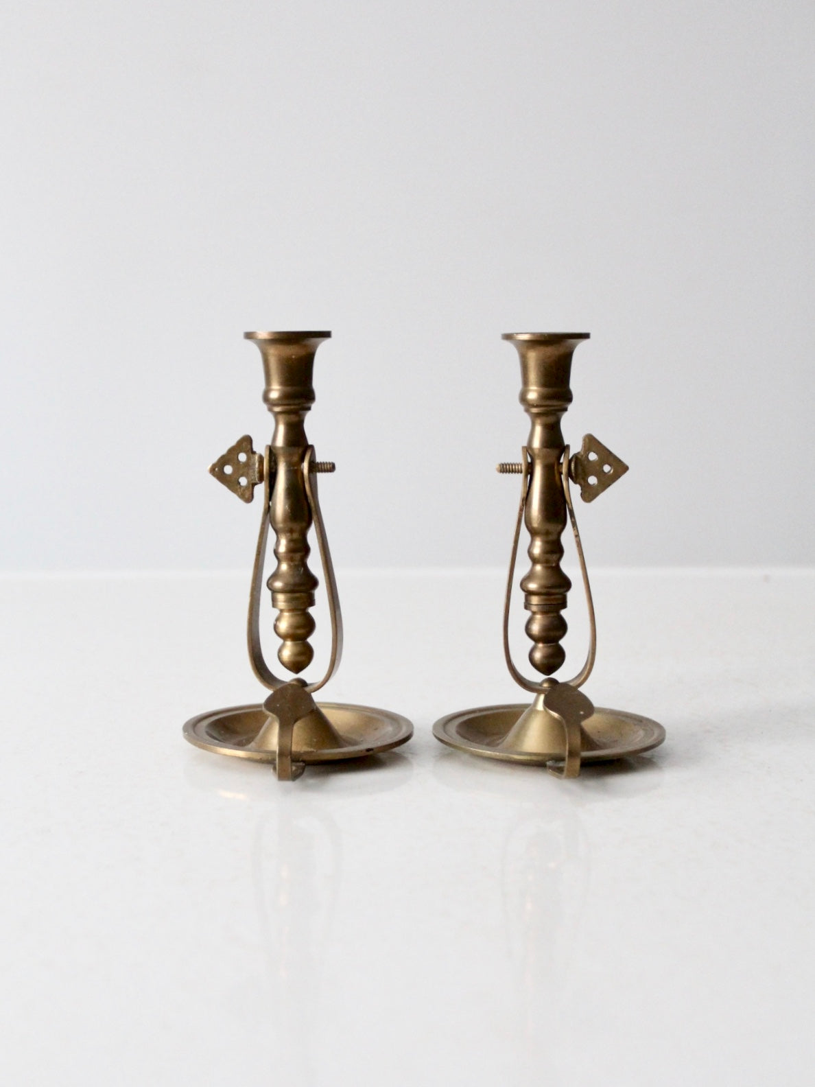antique brass chambersticks pair