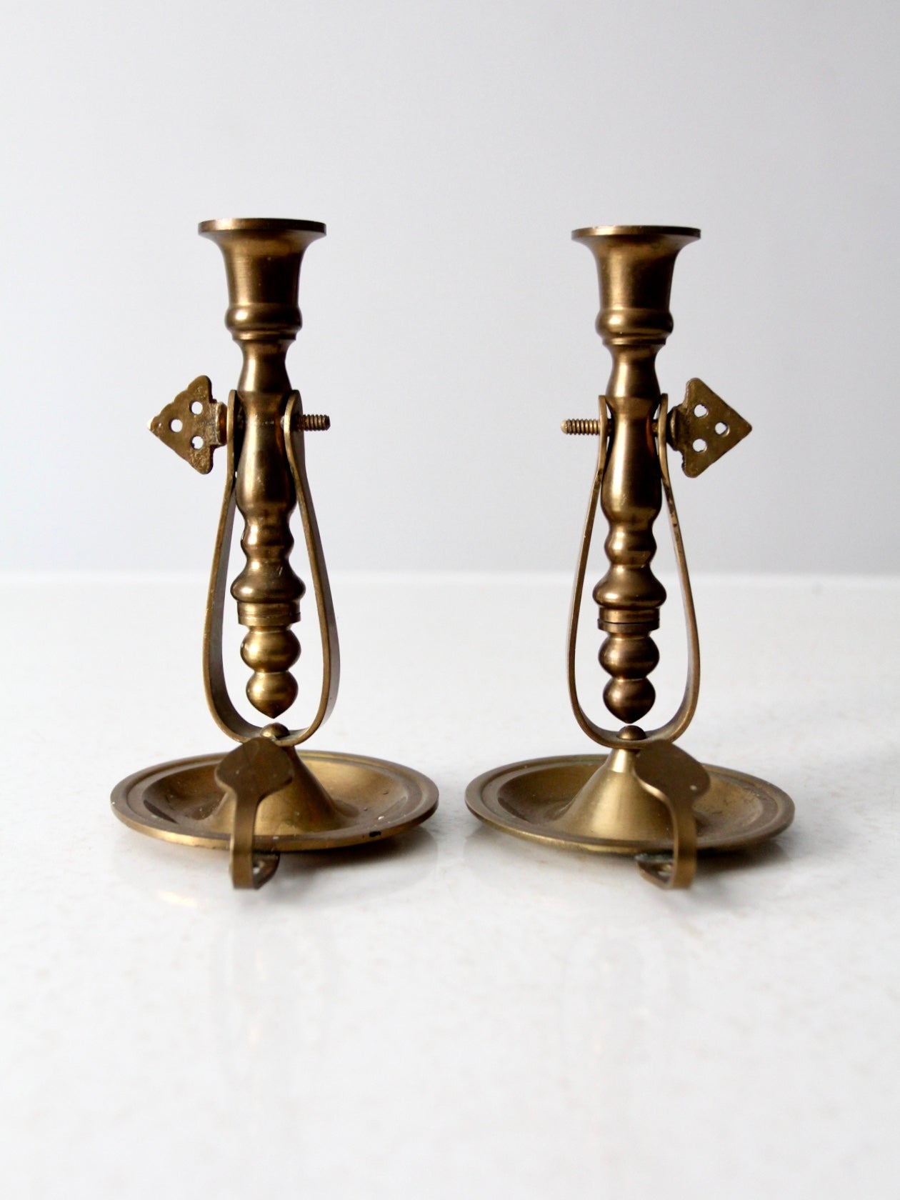 antique brass chambersticks pair