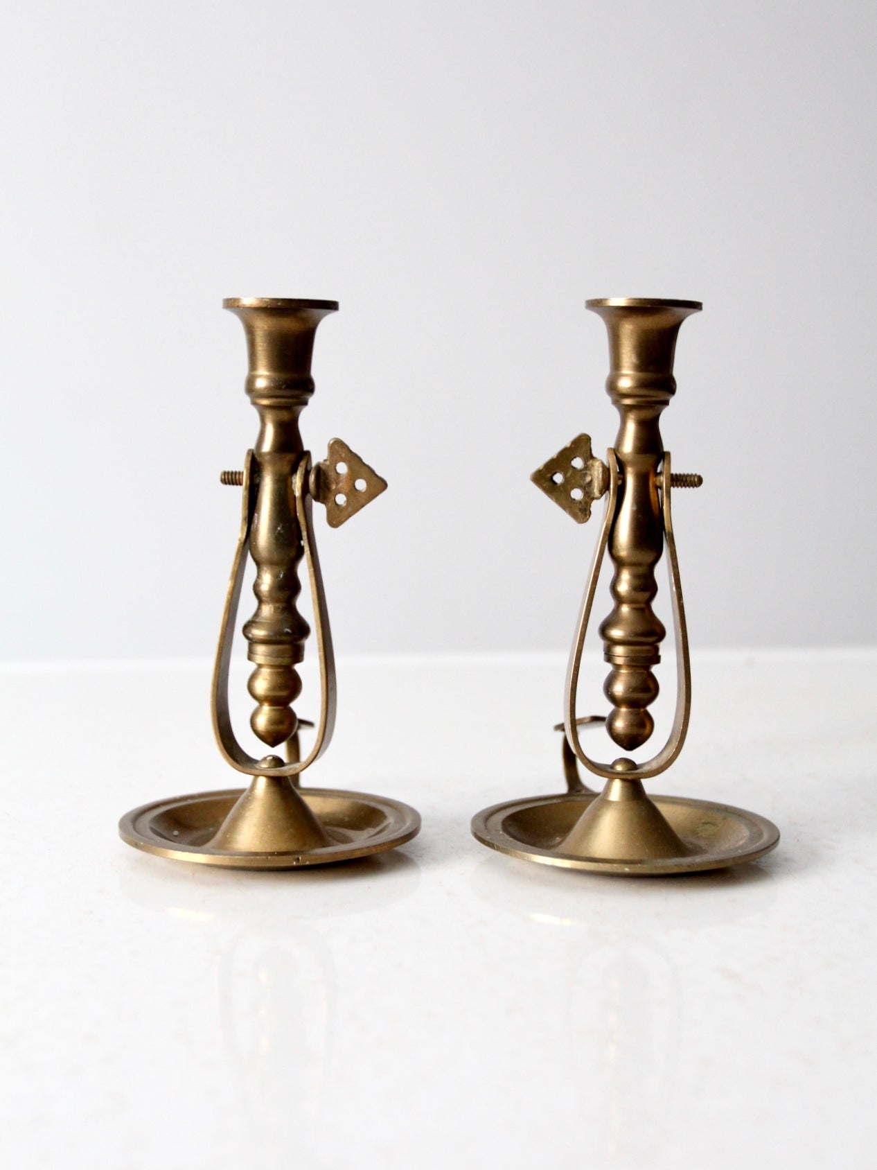 antique brass chambersticks pair