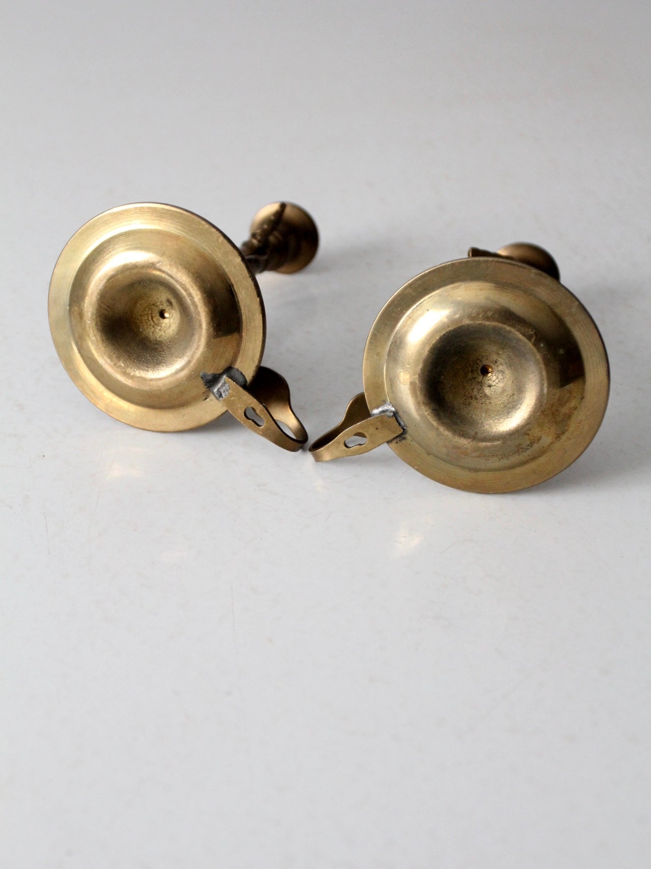 antique brass chambersticks pair