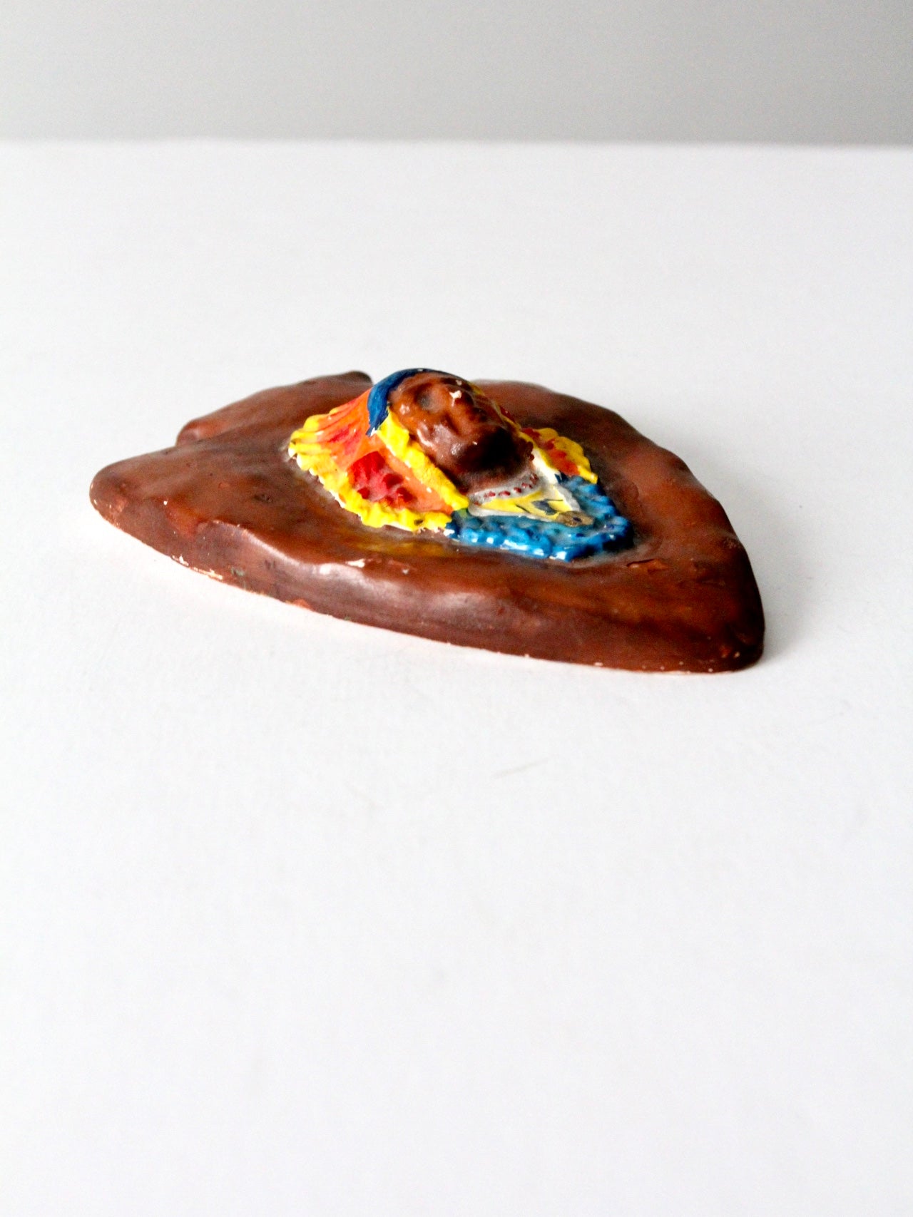 vintage chalkware Indian chief wall hanging