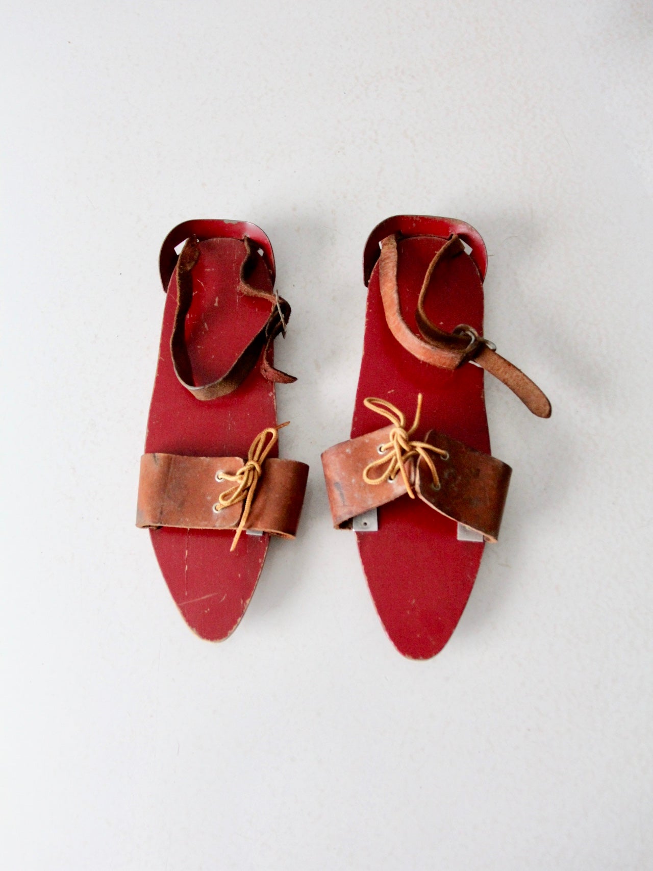 antique wooden ski skates