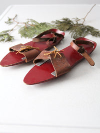 antique wooden ski skates