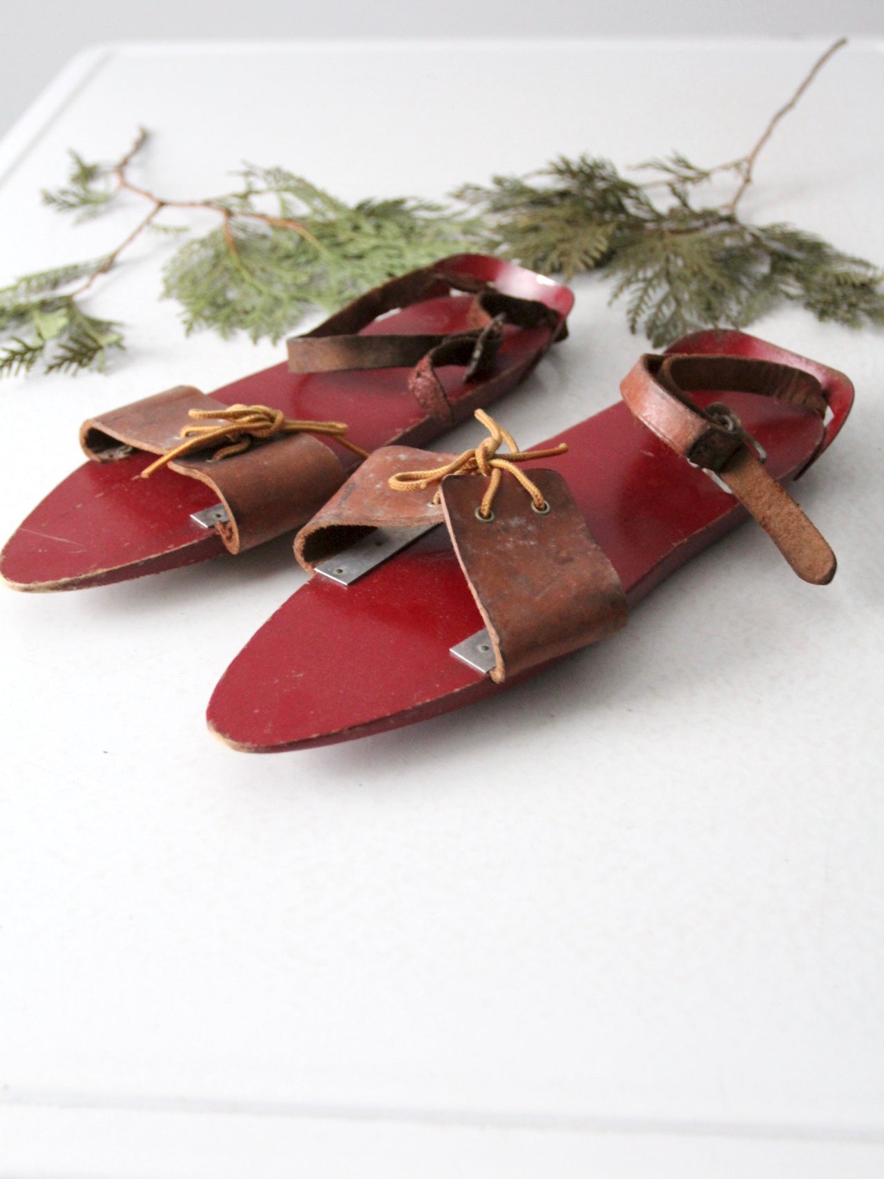 antique wooden ski skates