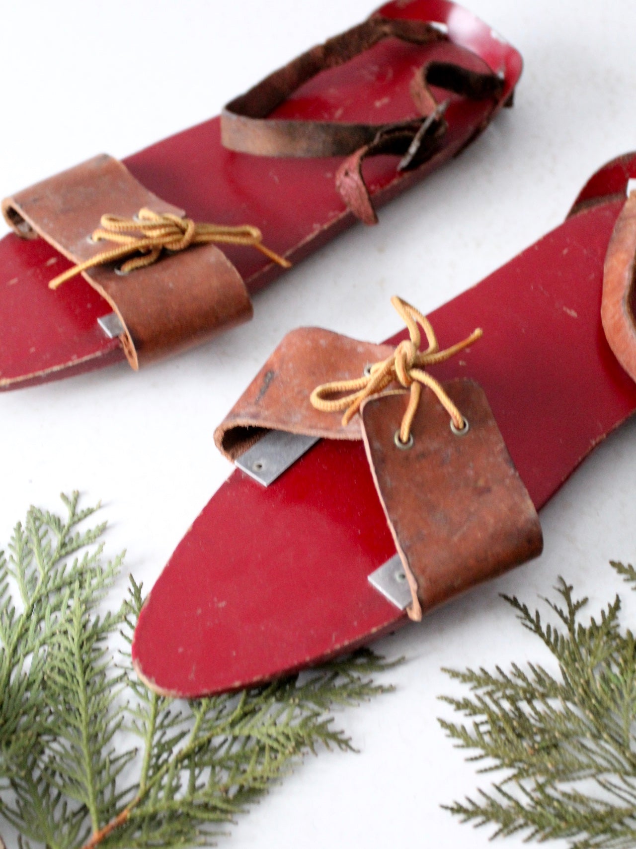 antique wooden ski skates
