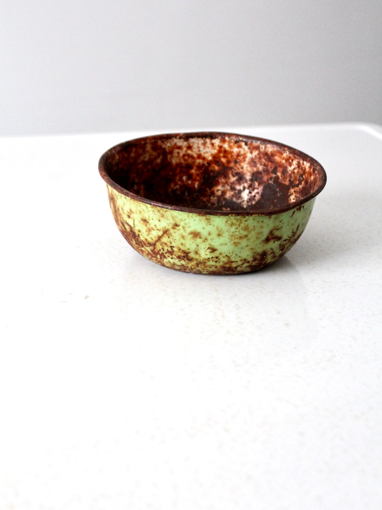 vintage rustic metal canteen bowl