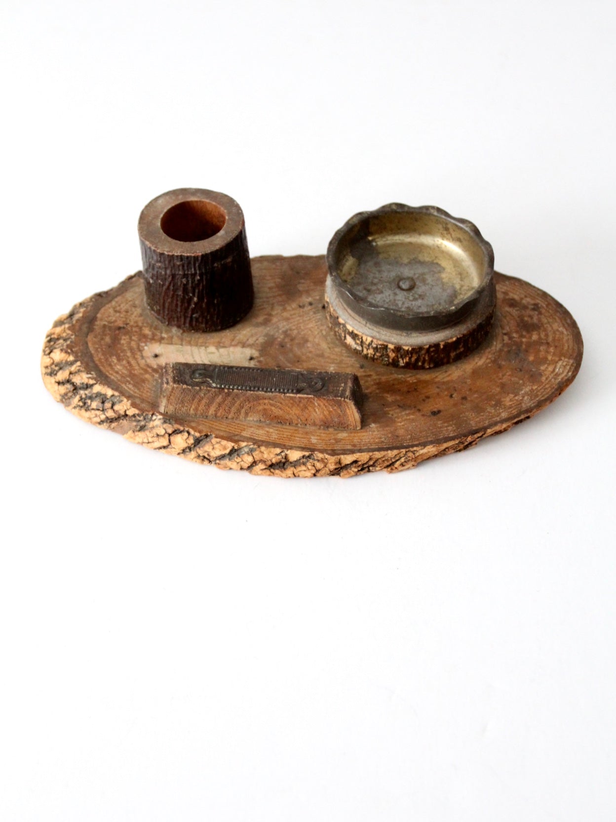 vintage ashtray with match holder and striker