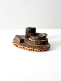 vintage ashtray with match holder and striker