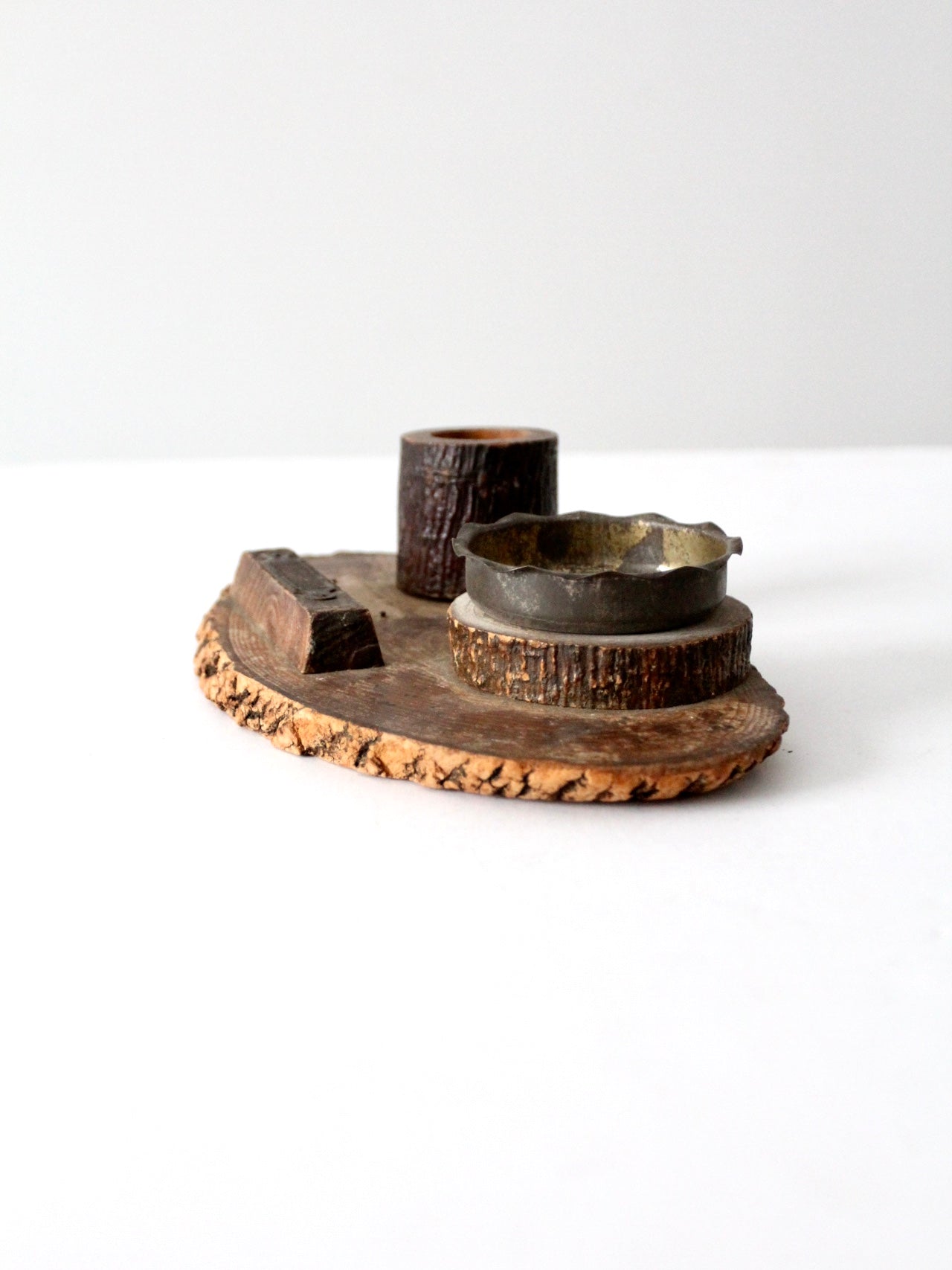 vintage ashtray with match holder and striker