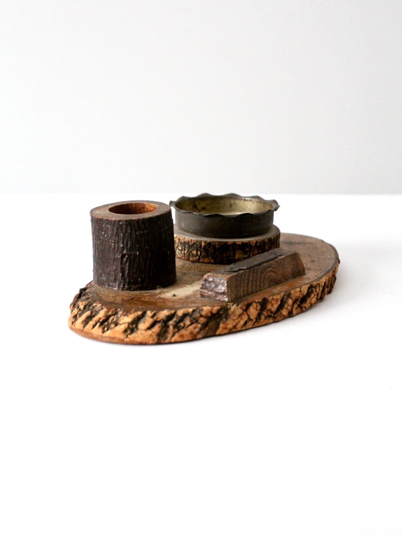 vintage ashtray with match holder and striker