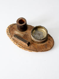 vintage ashtray with match holder and striker