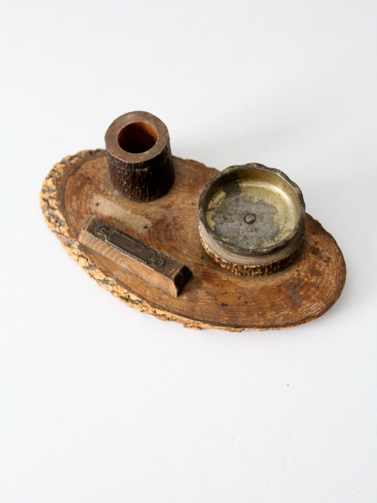 vintage ashtray with match holder and striker