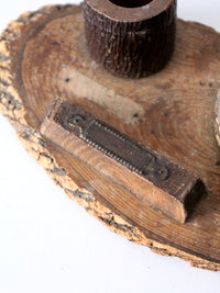 vintage ashtray with match holder and striker