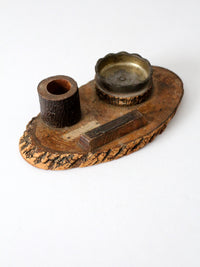 vintage ashtray with match holder and striker