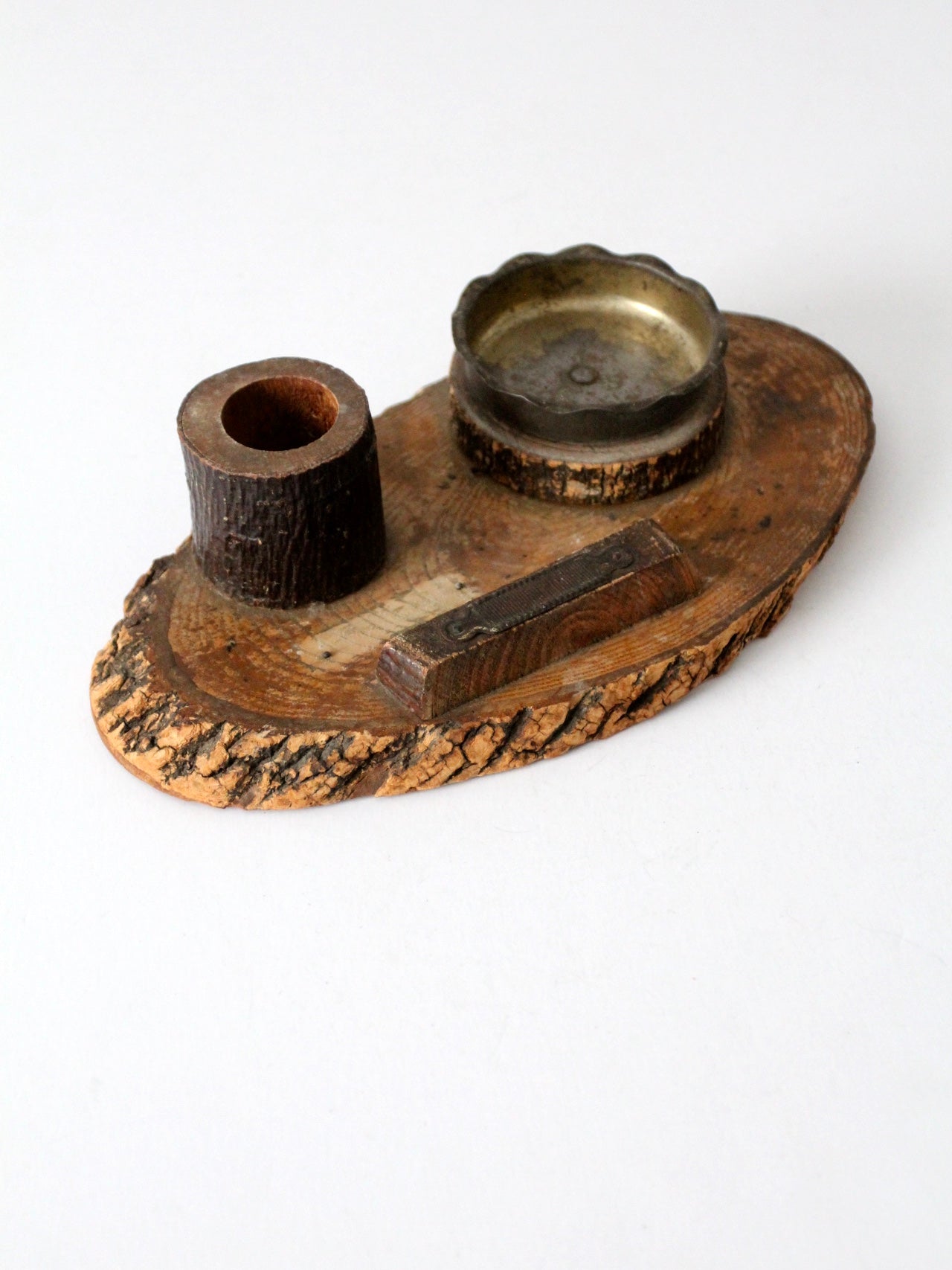 vintage ashtray with match holder and striker