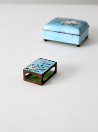 antique Chinese cloissone box and matchbox holder
