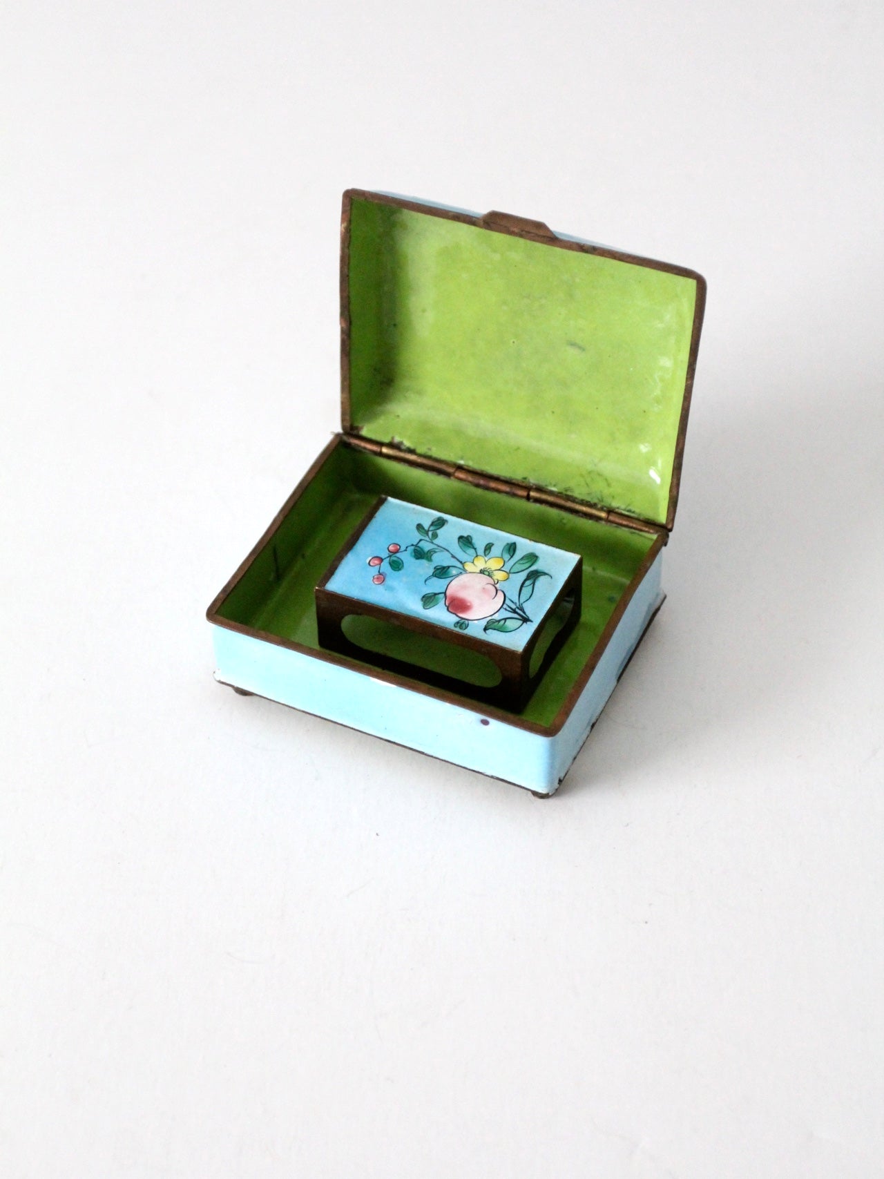 antique Chinese cloissone box and matchbox holder