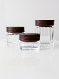 vintage glass jars with leather lids set of 3