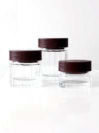 vintage glass jars with leather lids set of 3