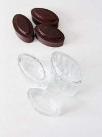 vintage glass jars with leather lids set of 3