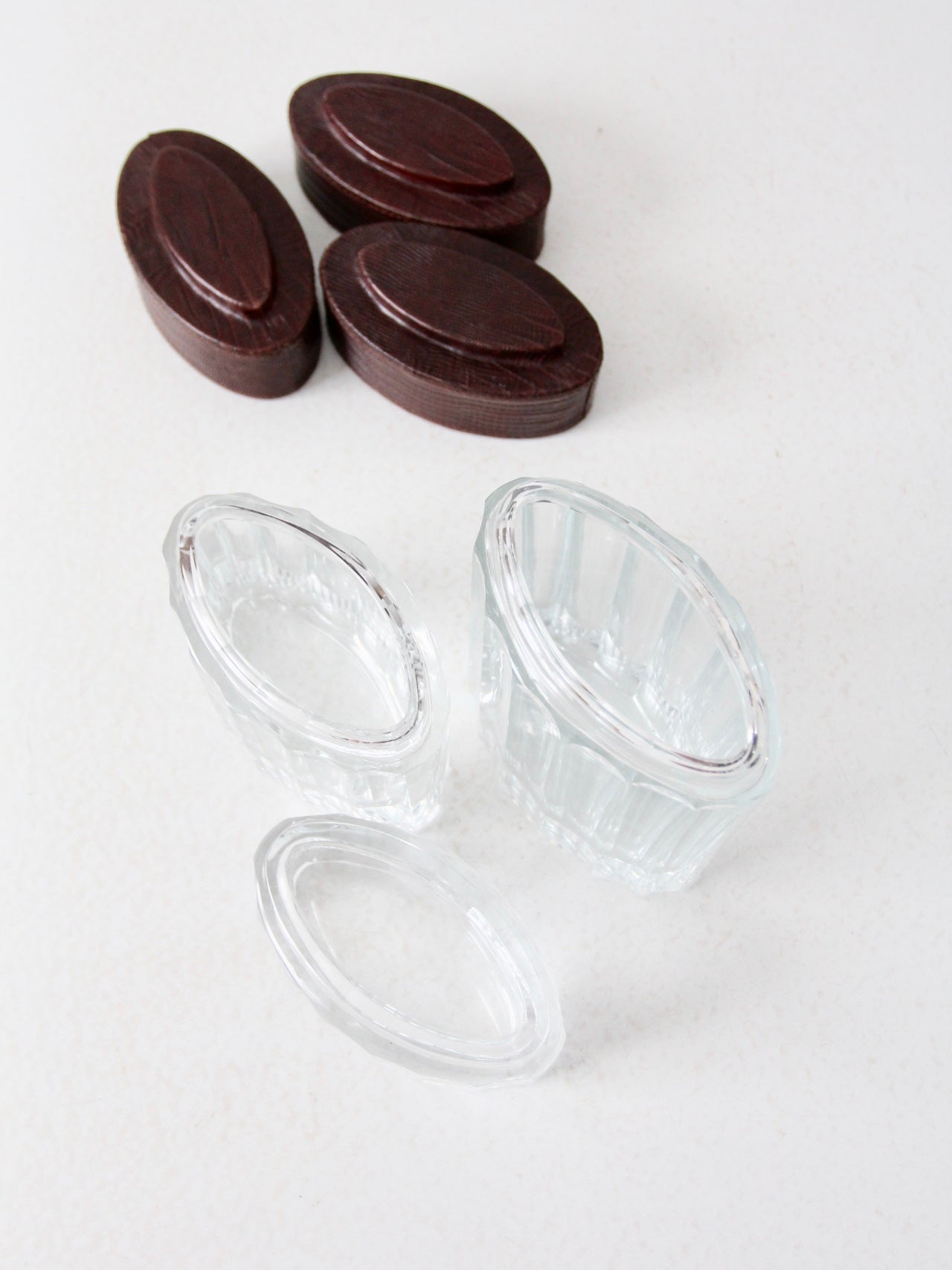 vintage glass jars with leather lids set of 3