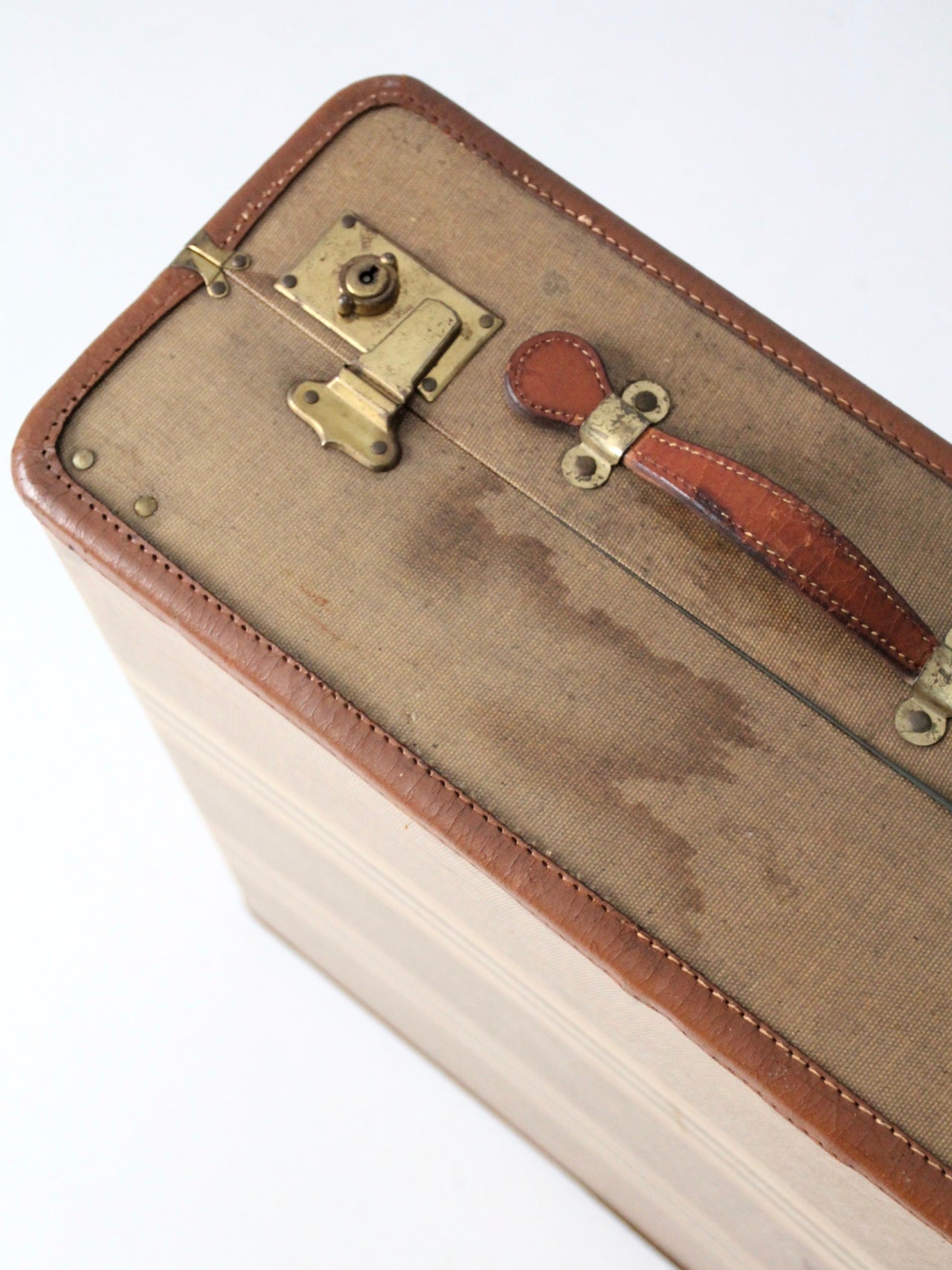 vintage striped wardrobe suitcase circa 1930