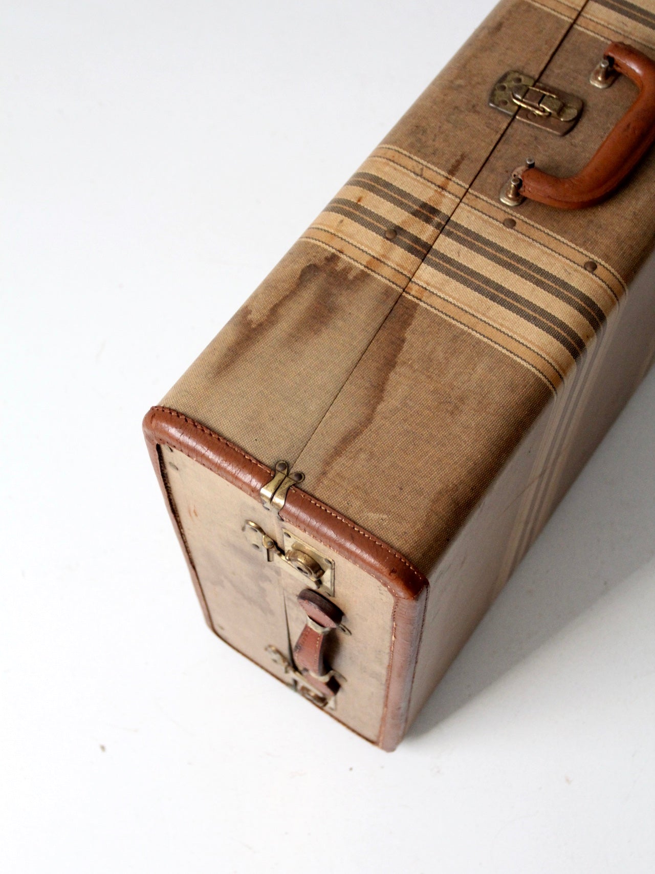 vintage striped wardrobe suitcase circa 1930