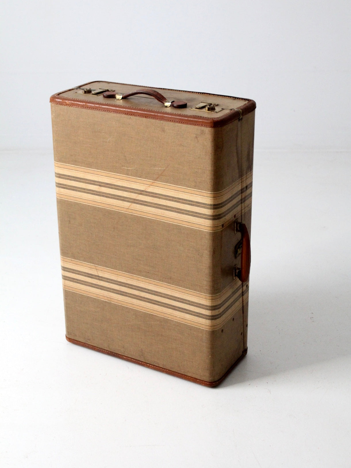 vintage striped wardrobe suitcase circa 1930