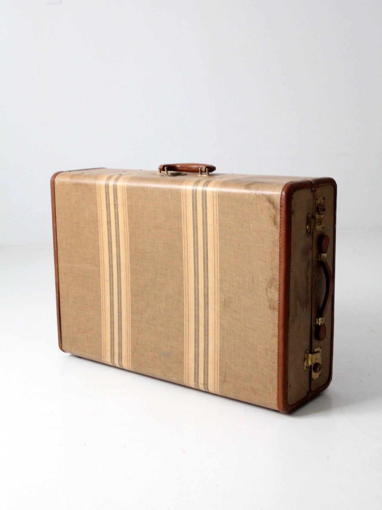 vintage striped wardrobe suitcase circa 1930
