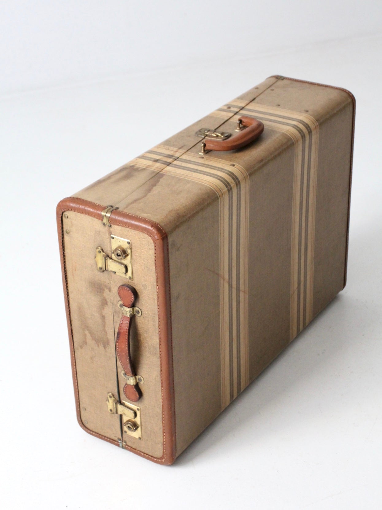 vintage striped wardrobe suitcase circa 1930
