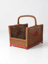 antique folk art storage basket