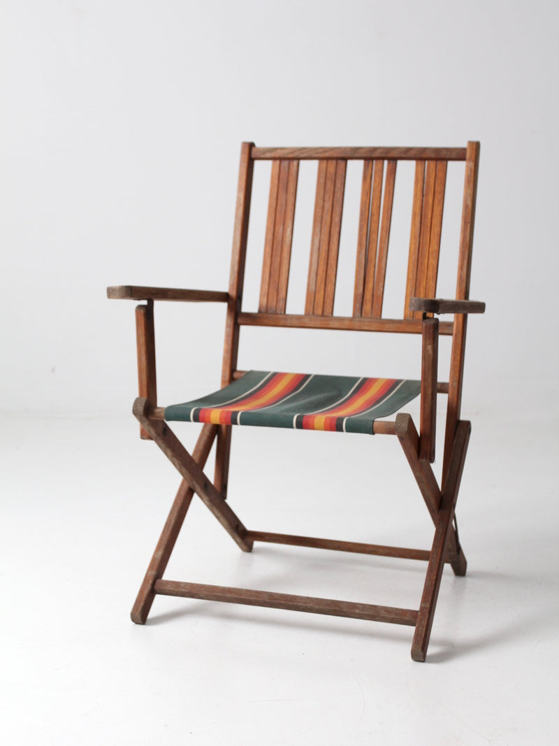 mid-century wooden folding patio chair