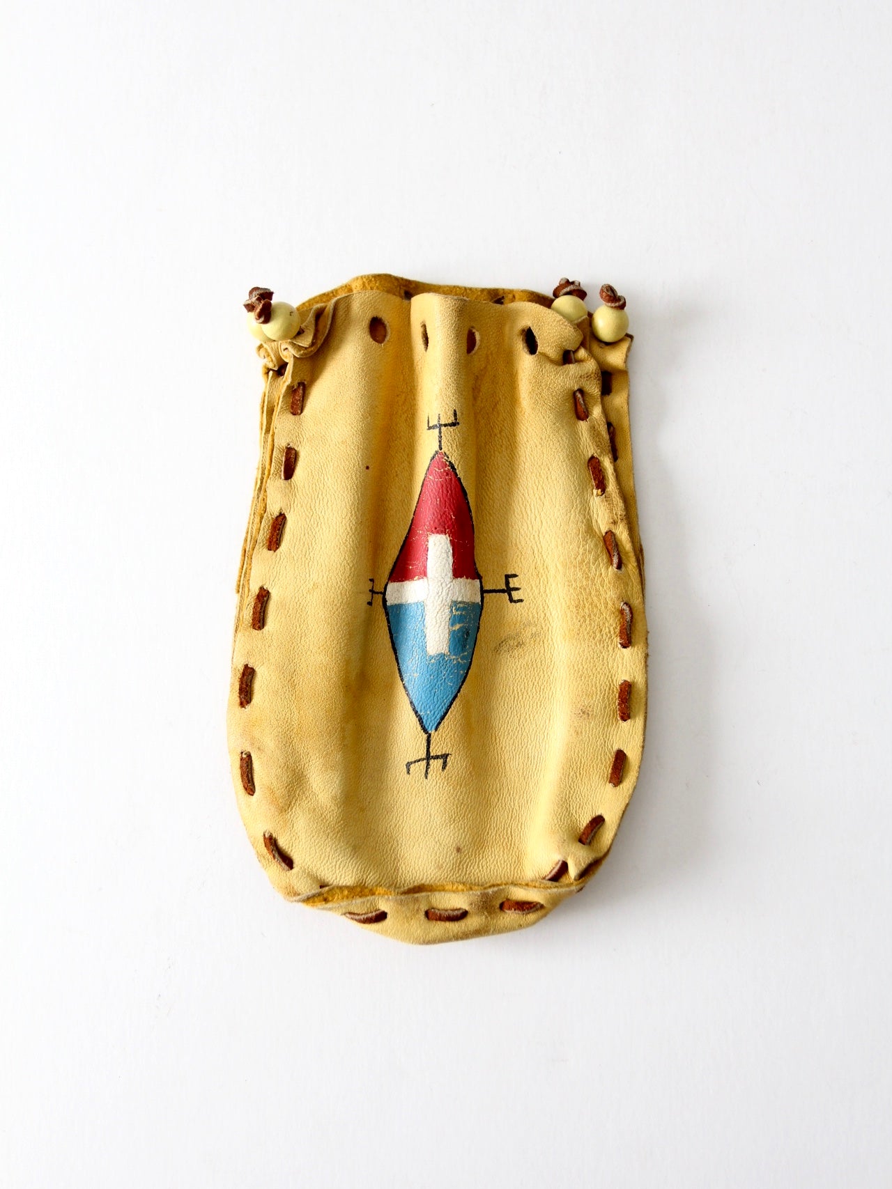 vintage painted deerskin pouch