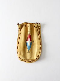 vintage painted deerskin pouch