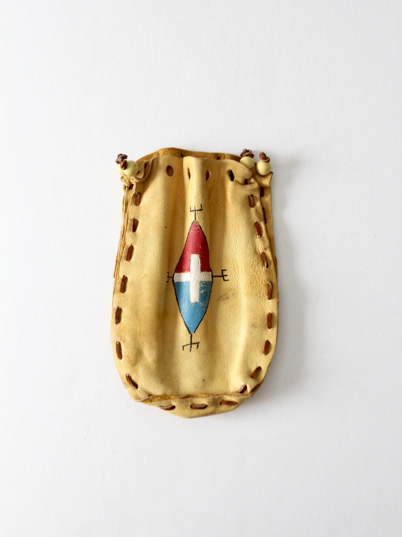 vintage painted deerskin pouch