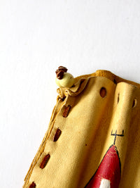 vintage painted deerskin pouch