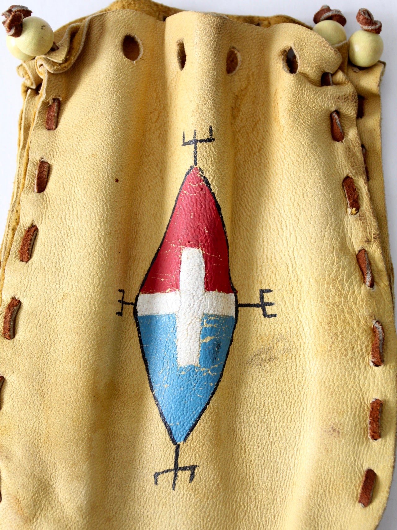 vintage painted deerskin pouch