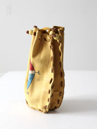 vintage painted deerskin pouch