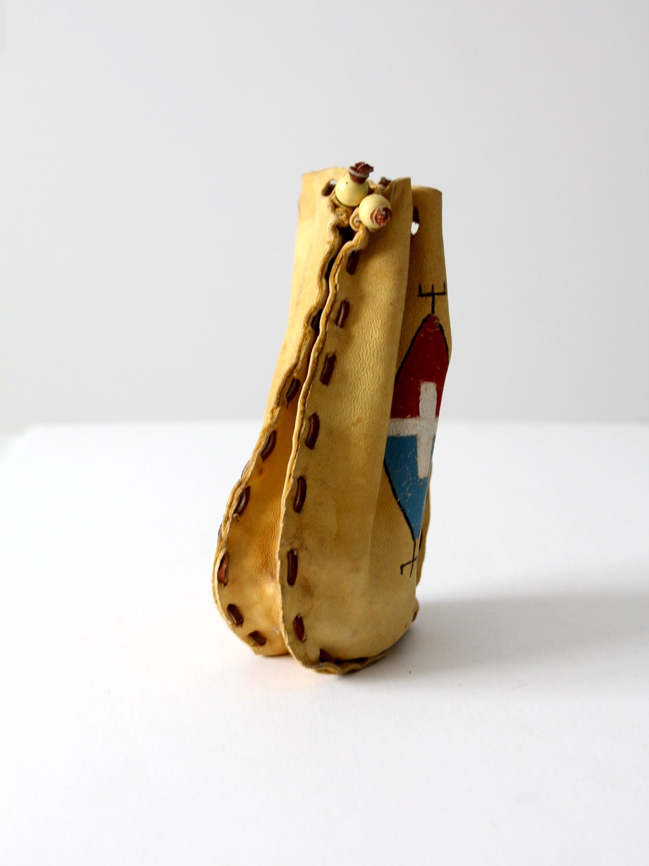 vintage painted deerskin pouch