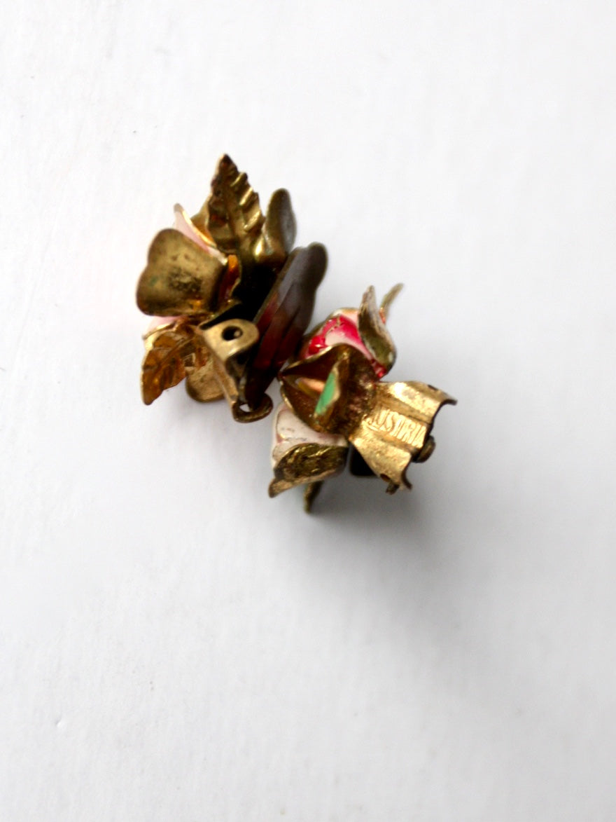 vintage 30s Austrian enamel earrings