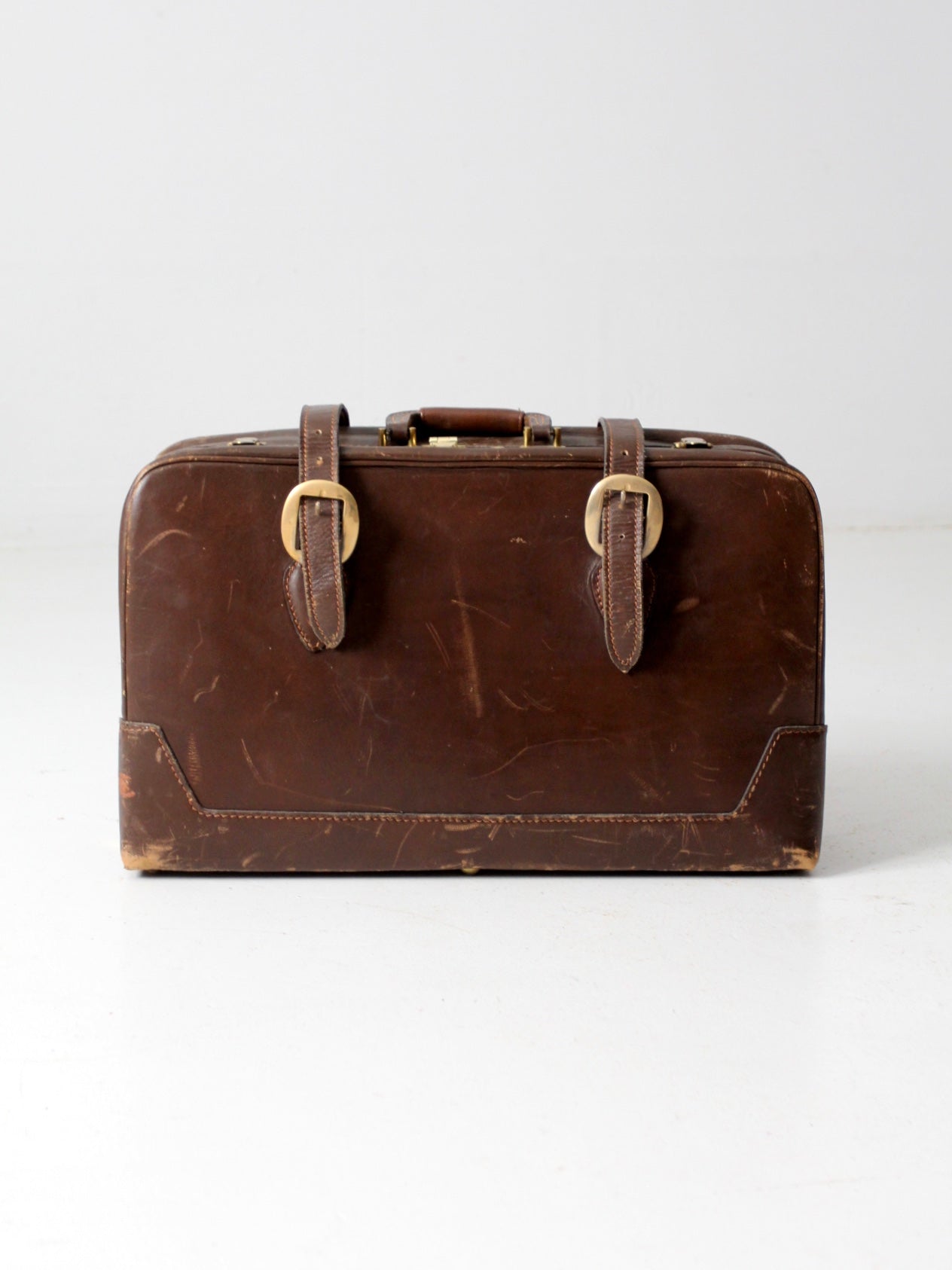 vintage brown leather suitcase