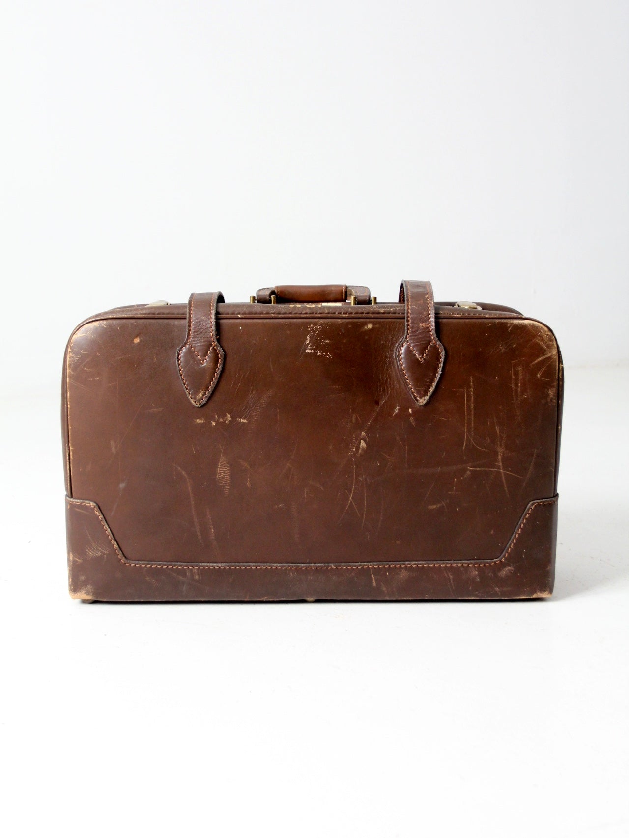 vintage brown leather suitcase