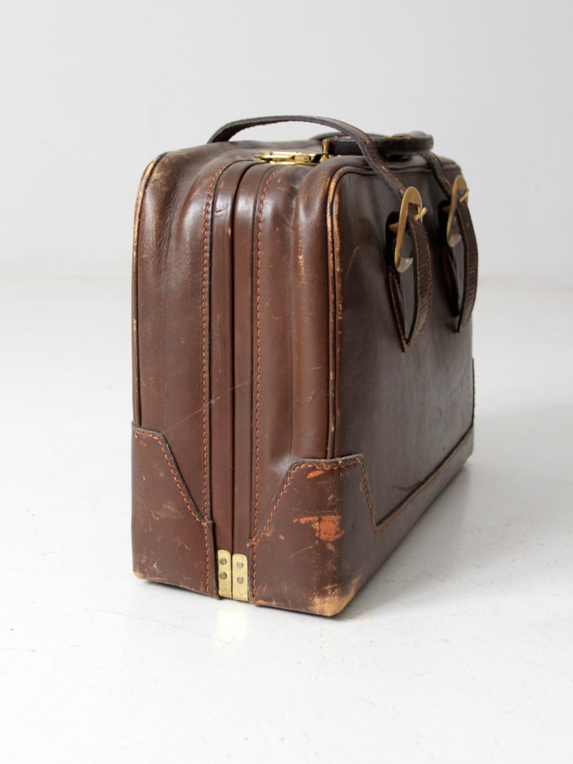 vintage brown leather suitcase